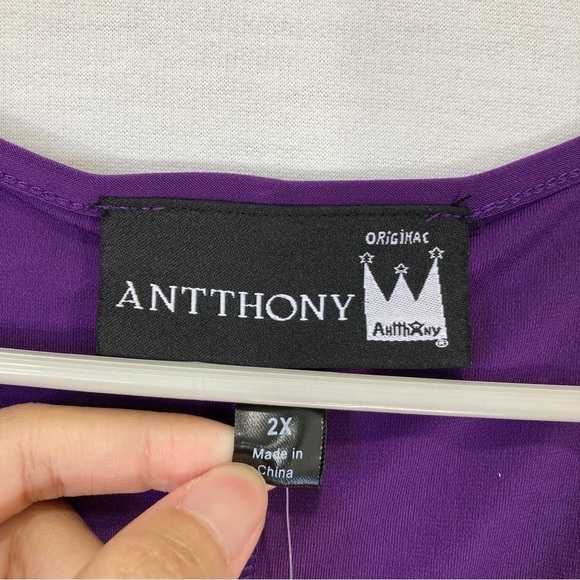 New Antthony Purple Zipper Detail Soft Stretch Casual Top size 2X - Picture 2 of 9